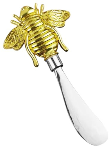 Housoutil Spatule à Beurre en Acier Inoxydable Doré Motif Abeille Petite Spatule à Fromage Lisse Outil Cuisine pour Étaler Beurre et Confiture Racloir Compact pour Pâtisserie et