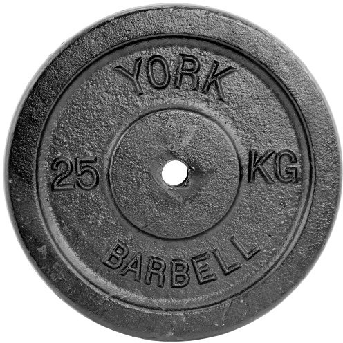 York Fitness 25kg Single Standard Cast Iron Disc, Black
