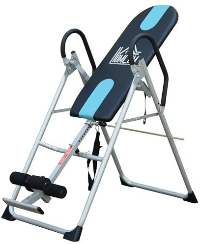 HOMCOM Gravity Inversion Table Foldable Therapy Bench Home Fitness Black | Upside Down Stretching, Home Gym, Fitness Training Machine