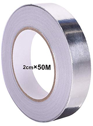 QitinDasen 50 m x 20 mm Premium aluminio lámina adhesiva cinta con adhesivo conductor, cinta adhesiva de aluminio sellado, para HVAC Reparación, Conductos, Aislamiento