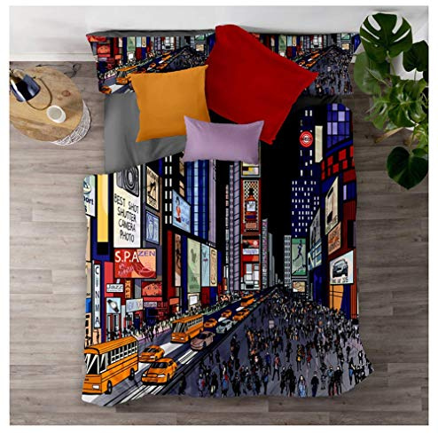 Timiany Set Biancheria da Letto Copripiumino Microfibra, Set Biancheria da Letto Graffiti Hip Hop 3D Copripiumino E Federe in Morbida (Spray Art,220x240+50x75)