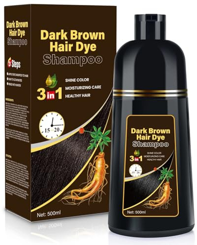BOJICA Hair Dye Shampoo for Gray Hair Coverage, 3-in-1 Semi-Permanent Color Shampoo for Women & Men Dark Brown