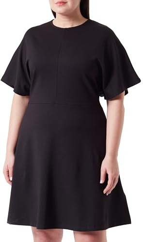 Tommy Hilfiger Abito a T-shirt Donna Midi Dress Maniche Corte, Nero (Black), 50