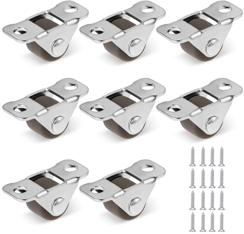 Ruedas para muebles, 8 unidades de ruedas pequeñas de goma de 1,2 cm con placa de acero, mini volantes, placa de metal fija, ruedas de goma de bajo perfil para pequeños electrodomésticos, muebles,
