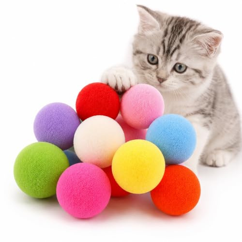 Vebetter Pelotas De Juguete para Gatos, 20 Piezas Pelotas Grandes De Juguete para Gatos, 5 CM, Suaves Pompones para Gatitos, Bolas Peludas, Juguete Interactivo, Juguete De Juego.