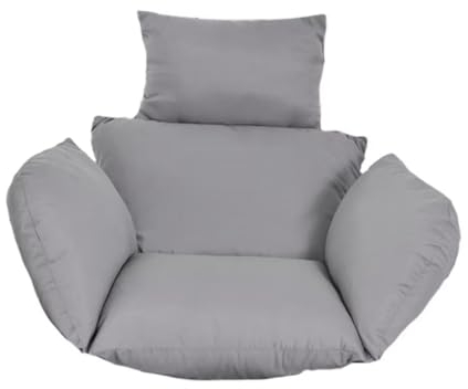 Hängesessel Kissen, Nur Polster, Auflage für Polyrattan/Rattan Hängeschaukel, Hängekorb, Schaukel Korb, Rückenkissen in der Farbe Grau