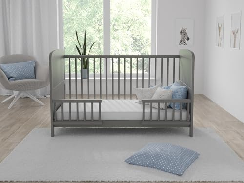 Love For Sleep Babybett Beistellbett 70x140cm mit Sicherheitsbarriere Umwandelbar Grau Maddox Kinderbett Baby Bett Holz - Kinderbett Babybett, Mitwachsend Gitterbett Baby Bed