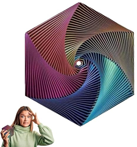 Fractal Fidget Hexagon, Hexagon Fidget, Fractal Mood, 3D-Druck Hexagon Cube Fidget Gear Spielzeug, Perfekt für Stress und Angst Fidget Spielzeug, Achtsame Meditation Auch
