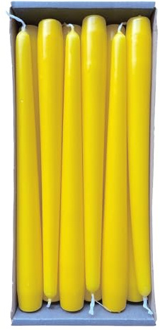 Nordring 12 velas puntiagudas de 2,3 x 25 cm, color amarillo, certificado RAL, sin goteo ni humo, aprox. 8 horas de combustión, decoración de mesa y candelabro