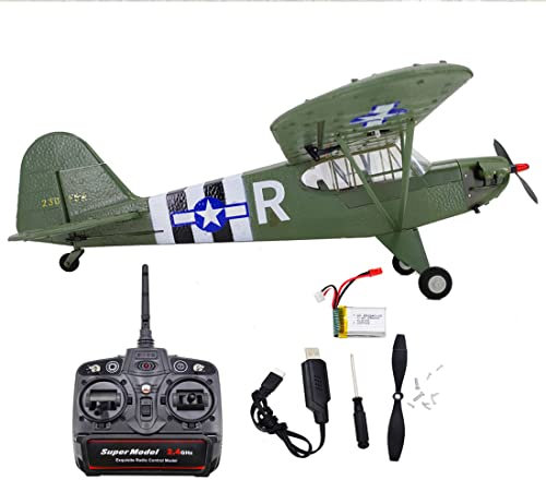 Aereo RC in scala 1/16, aereo RC PIPER J-3 CUB della seconda guerra mondiale con stabilizzazione giroscopico, aereo militare RC a 2,4 GHz 4CH pronto a volare, aereo RC ad ala fissa in EPP all'aperto