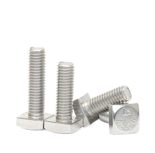 WENYOG Hammerkopfschrauben Vierkantschrauben, Schrauben aus Edelstahl 304, M4, M5, M6, M8, M10, M12, A2-70, Vollgewinde, Vierkantschrauben(M4x12mm 10pcs)