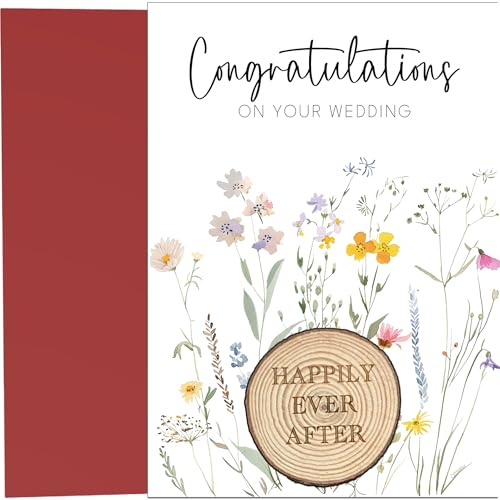 Bröllopskort med träskiva kylskåpsmagnet – Happily Ever After