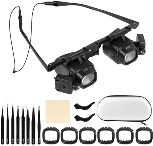 Ainiv Lente d'Ingrandimento per Archetto con Luce a LED, Lente Ingrandimento con Luce, 2X, 6X, 10X, 24X per Modellismo, Leggere, Riparazione Orologi, Ricamo, Artigianato, Modellazione