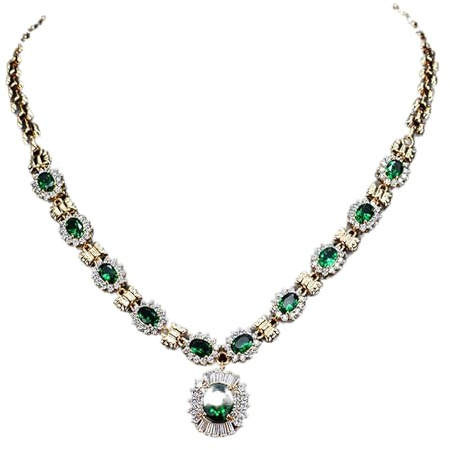 CMBSSTFC Smycken Bröllopssmycken Kristallbelagd Elegant Blomsterhänge Halsband Örhängen Set för kvinnor