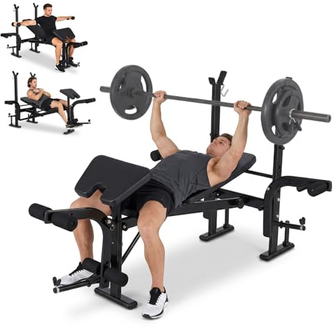 Adjustable Weight Bench, 1680 LBS Capacity, Adjustable Leg Press for Full Body Workout- Olympic Workout Benches with Leg Developer Preacher Curl
