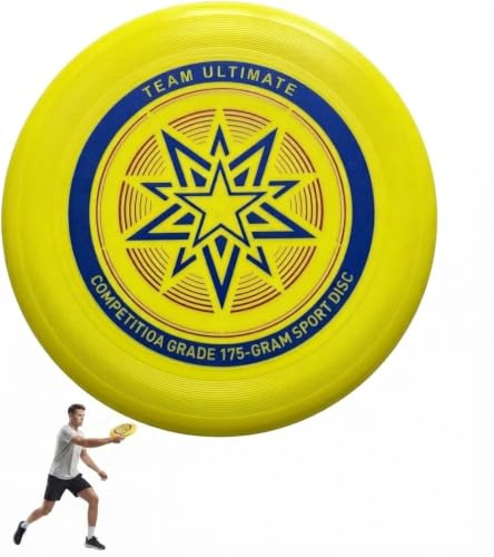 AcryStelith Eurodisc 175g, Disco Ultimate Frisbee, Ultimate Frisbee, Discos voladores, Disco Volador Oficial Ultimate, Frisbee Profesional Giratorio, Disco Volador para Niños（Amarillo）