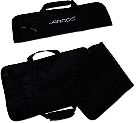 Arcos Sac pour Couteaux Professionnel - Capacité 4 Pièces - 100% Polyester, 46x27,5 cm - Stockage Sécurisé et Portable (Couteaux Non Inclus) - Noir