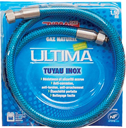 DIPRA - Flexible Gaz Naturel Inox Vitagaz 1,50 m – Raccords Femelle 15/21 – Certifié NF
