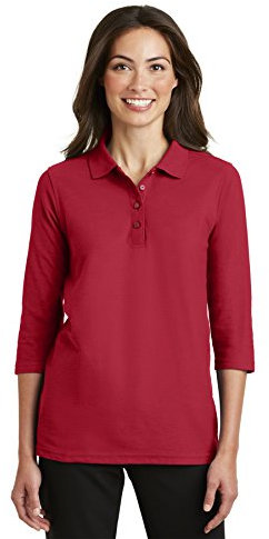 Port Authority Ladies Silk Touch 3/4-Sleeve Polo Shirt. L562 X-Large Red (US)