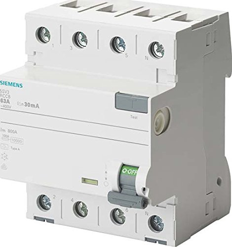 Siemens – 5SV3646–8-gfci 63 A Typ A 3 + n-pol 300 mA 400 V 4TE Selektive