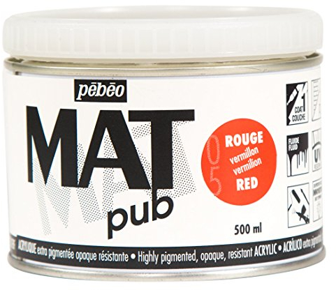 Pebeo Mat Pub, extrafein, 500 ml-Zinnoberrot Acrylfarbe