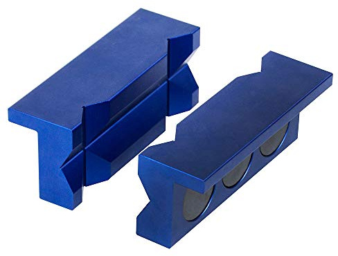 PTNHZ Aluminum 4 Vise Jaw Protective Inserts for Wide Array of Vices - with Magnetic Back(Blue)