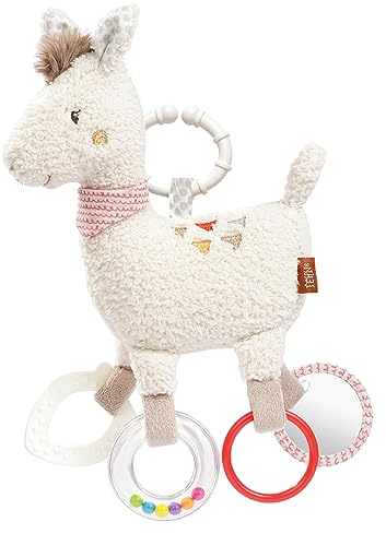 Fehn Activity Spielzeug Lama - Motorikspielzeug mit Befestigungsring - Baby Spieltier mit Greif Elementen - Babyspielzeug zum Greifen & Entdecken - Kuscheltier für Babys & Kleinkinder ab 0+ Monaten