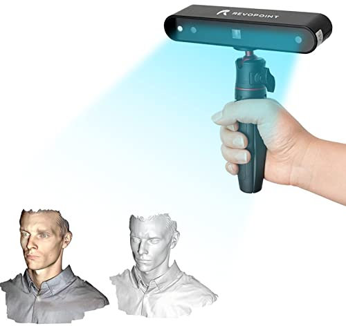 Revopoint POP 3D Scanner 0.3mm Accuracy 8 Fps Scan Speed Desktop and Handheld Fixed/Auto Scan Mode for Face and Body Scanning Modes for Color 3D Printing