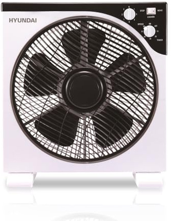 Hyundai Ventilador de Cajón Blanco, HYBF30B. 3 Velocidades, Temporizador de 120 min, 5 Aspas