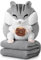 Großes Hamster Kuscheltier mit Flauschiger Decke, 32cm Plüschtier - Kuscheldecke 210 cm x 95 cm, grau grün, 2 in 1