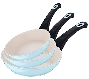 San Ignacio Juego de 3 sartenes en aluminio forjado, aptas para inducción, colección Menorca