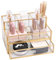 HARLIANGXY Kosmetik Organizer mit schubladen, Make up Organizer Gold, Make up Pinselhalter Glas, Beauty Organizer, Schminke Behälter, Kosmetikbox, Cosmetic Organizer, Schmink Aufbewahrung