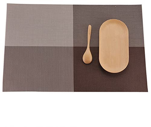 4 Pcs Table Mat Rectangular Bowl Plate Cup Pads Braided Placemat Heat Insulation Pad Kitchen Aid Coasters (Color : D) (Black)