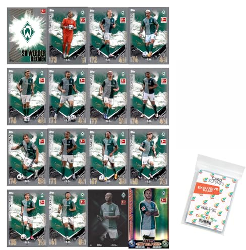 Bundle mit Topps Match Attax Bundesliga - 2023/24 - Mannschaftspaket - SV Werder Bremen + Exklusive Collect-it Hüllen