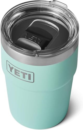 YETI Rambler Cup, Vacuum Insulated Stainless Steel Stackable Cup with Magslider Lid, Seafoam, 16 oz (473 ml)