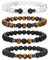 Lucktao 4 Stück Perlenarmband Herren, Stretch Armband Mit Schwarzen 8mm Lavastein Onyx Perlen-Naturstein-Tigerauge, Verstellbares Men Bracelet