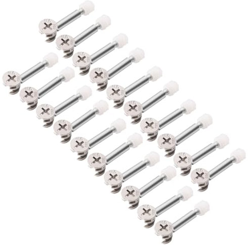 20 Sets Flat Pack Furniture Connector Cam Bolt Nut Dowel Fixing Screws - Locking Fittings & 35mm Connecting Rod Bolts for Cabinet Wardrobe & Drawer Assembly
