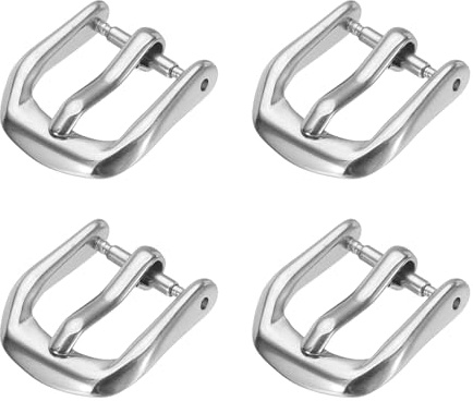 QUARKZMAN 4pz Fibbia di Ricambio per Cinturino Orologio 14mm Cinturino di Ricambio Fibbia, Chiusura Acciaio Inossidabile 316L per Cinturini Orologi Pelle Silicone Nylon Tela, Tono Argento