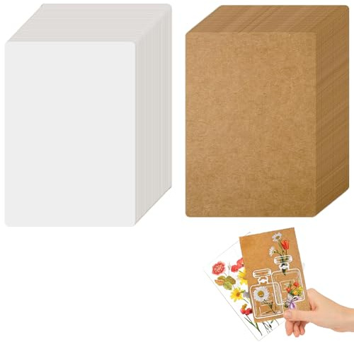 Blanko Karten postkarten, 100 Stück A6 Kraftpapier 14.3 x 9.3 cm Karteikarten Papier Karten, Kraftpapier Karten zum Gestalten für DIY Grußkarten Einladungen Hochzeitskarten