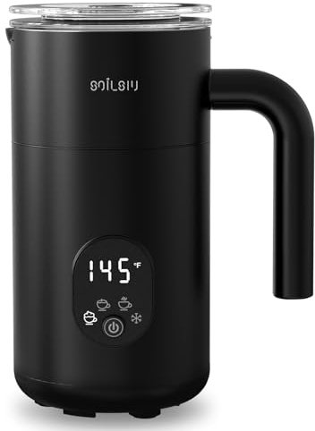 Mousseur à lait, mousseur à lait 4 en 1 et vapeur, 380 ml, mousseur pour mousse chaude et froide pour café, latte, cappuccino, matcha