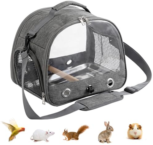 Borsa Da Trasporto per Uccelli,Trasportino Pappagalli, Zaino per Il Trasporto di Uccelli con Supporto per Posatoio con posatoio e vassoio in acciaio inossidabile, per Pappagalli e Piccoli