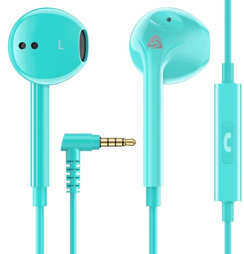Ludos Zenith Auriculares In Ear con Cable y Microfono, 2 Años de Garantía, Auricular con Jack, Cascos Musica con Graves Potentes, para iPhone, iPad, Samsung, Xiaomi, Huawei, Gaming - Turquesa