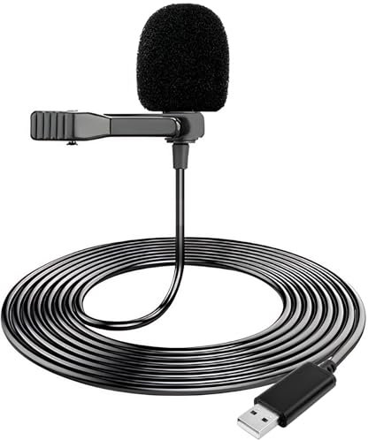 Toaluea Mini USB PC Mikrofon, Lavalier Mikrofon mit 2M Kabel, Lavalier Clip on Mic für Computer Laptop Gaming Podcast Interviews Recording, Microphone Klein Plug & Play