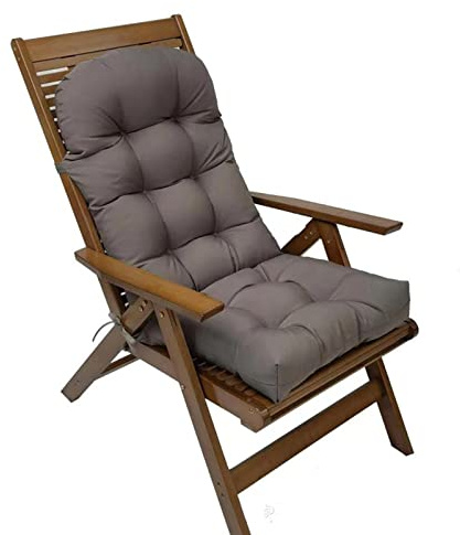 RPZVGG Coussins de Chaise à Dossier Haut pour extérieur et intérieur, 110x50x10cm, imperméables et résistants aux intempéries, pour Fauteuil à Bascule Adirondack, avec Attaches.(Gray)