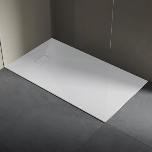 Piatto doccia in resina 90x180 cm SMC effetto pietra colore bianco CUBA