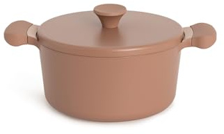 CREATE/POT STUDIO/Casserole en aluminium Ø24 cm avec revêtement céramique moka/Antiadhésive, design rétro, compatible avec tous types de cuisinières, résistante et durable, sans PFOA