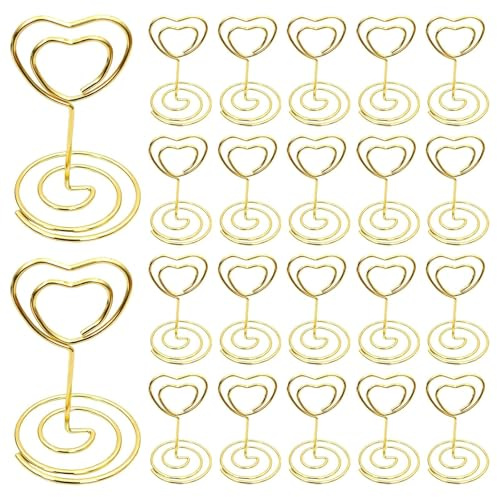 JIUCHAOTONG 22 Pcs Table Number Holders, Place Card Holder, Tall Table Number Stands, Picture Holders for Tables, for Centerpieces, Wedding, Party, Birthday, Restaurant, Gold