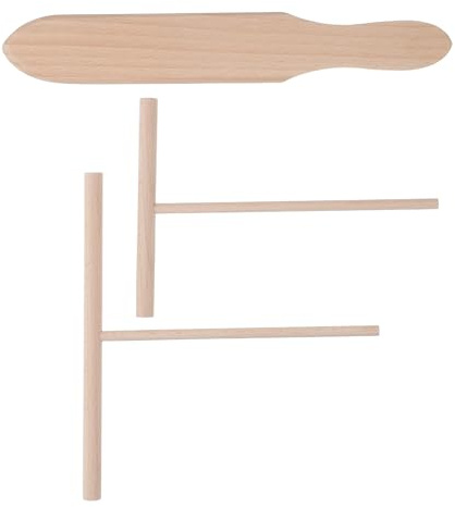 VOSAREA Set da 3 Utensili in Legno per Crêpes e Pancake, Spatola T Ergonomica 12 Cm e 18 Cm Paletta Piccola, Accessori per Padella per Preparazione e Cottura in Cucina Domestica