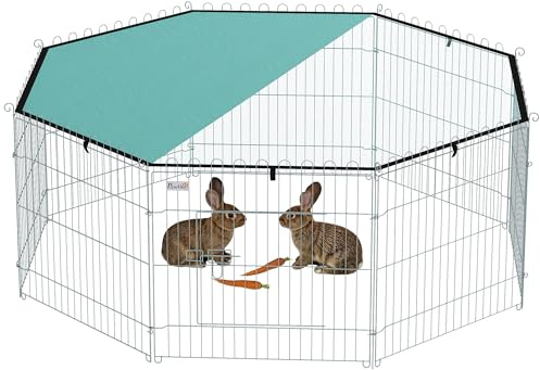 PawHut Parc pour Chien 8 Panneaux avec Toit 60H cm avec Porte Argent Vert