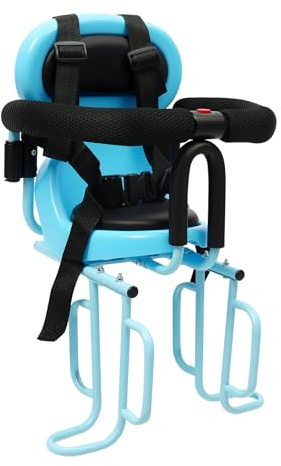 Asiento trasero para bicicleta infantil de 36 x 52 cm, forma de U, 6 meses a 6 años, asiento infantil con respaldo, reposapiés ancho y cinturón de seguridad – de acero recubierto de polvo para